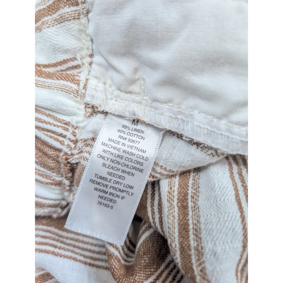 A.N.A‎ Linen Blend Brown White Striped Wide Leg Pants Women's Size Medium - Picture 6 of 6
